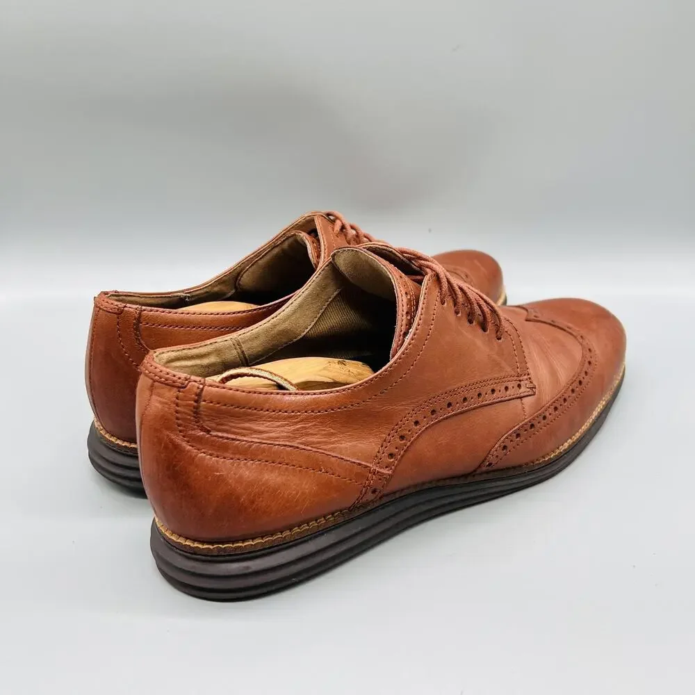 Cole Haan Shoes Men 12 Brown Leather Grand OS Wingtip Oxford Dress Brogue Casual